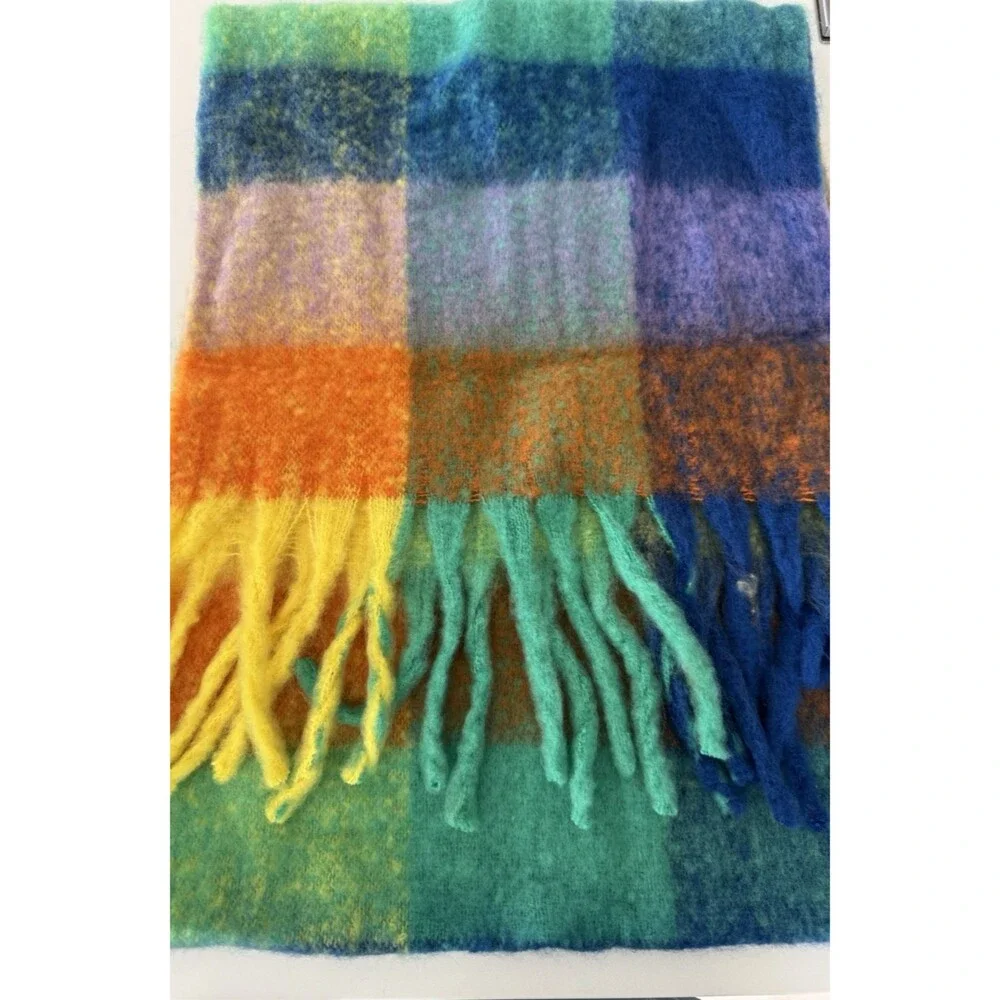 Winter Thick Warm Scarf Women Cashmere Shawl Wraps Pashmina Neckerchief rainbow